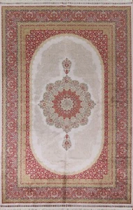 Silk Floral Ivory Traditional Top Quality Rug 6x10 ft. Turkish Living Room Rug - Picture 1 of 12