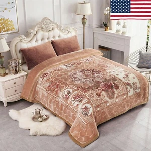 10LB Thick Heavy Reversible Fleece Blanket Select King Size Vintage Rose Blanket - Picture 1 of 12