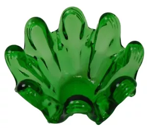 Italian Murano Art Glass Abstract Emerald Green Stretch Dish /Bowl/ Vase /Vessel - Picture 1 of 8