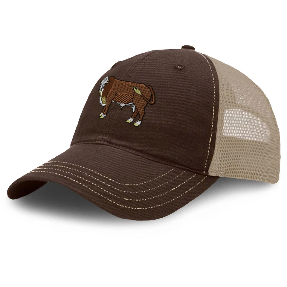 Richardson Trucker Hat Western Farm Animal Cattle Hereford Bull Cotton Foto 1 de 1