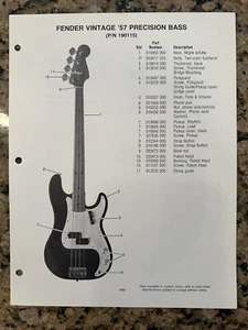 VINTAGE Music Store - FENDER GUITAR PARTS LIST 57 PRECISION BASS (24B3) - Picture 1 of 3