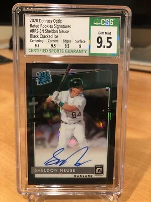 2020 Panini Donruss Optic Cracked Ice Black /25 Sheldon Neuse RC Auto CSG 9.5 - Image 1 of 2