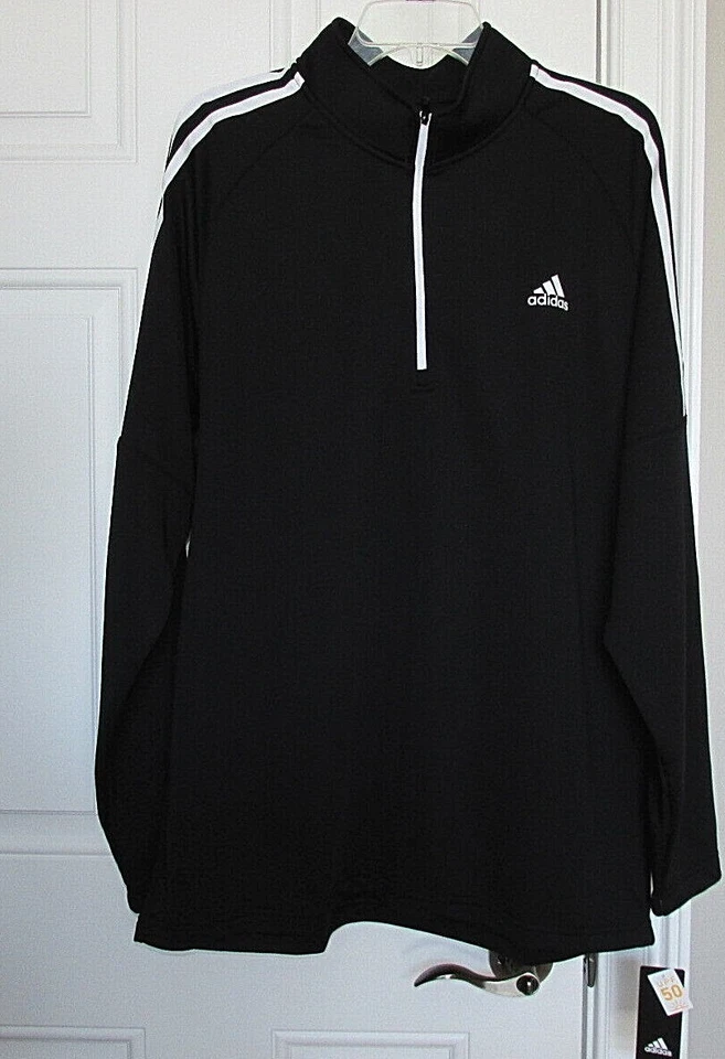 Adidas Golf Men's French 1/4 Zip Pullover Long Sleeve Black ADVS20R736 XL