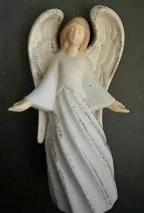 Beautiful Ceramic Angel w/ Wings Hands lifted up in Praise 4” ornament - Picture 1 of 3