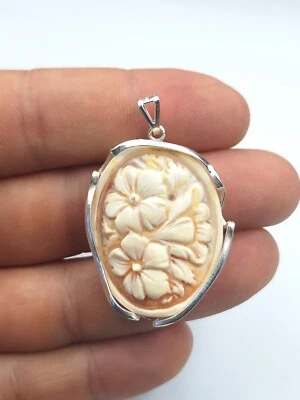 CIONDOLO IN ARGENTO 925% CON CAMMEO SARDONICO, DONNA PLACCATO ORO BIANCO 18KT - Immagine 1 di 4