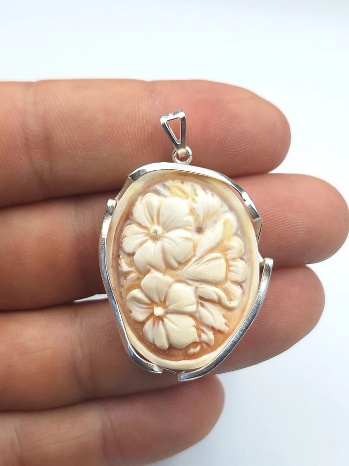 CIONDOLO IN ARGENTO 925% CON CAMMEO SARDONICO, DONNA PLACCATO ORO BIANCO 18KT - Immagine 1 di 4