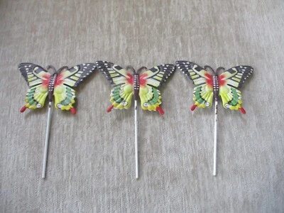 (3) Garden Decor Flower Pot Plant Pick Stake Colorful Butterfly - Image 1 of 4