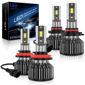 LED Headlights 9005 High Beam H11 Low Beam Bulbs Super Bright 6000K Xenon White - Picture 1 of 9