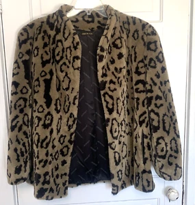 Chaqueta Abrigo Jordache Imitación Piel Diseño Animal Leopardo Grande Marrón EE. UU. De Colección - Imagen 1 de 4