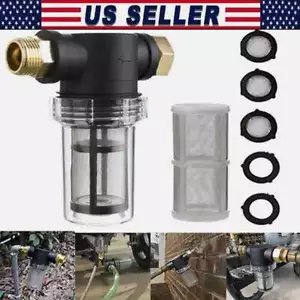 Garden Hose Inlet Filter Inline Water Pressure Washer Sediment Filter D7P8 3/4" - Picture 1 of 13