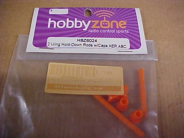 HOBBY ZONE HBZ6024 = 2 WING HOLD-DOWN RODS WITH CAPS: AER, ABC (NEW) - Image 1 of 1