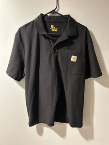 Polo Shirt Carhartt uomo nero medio vestibilità originale sciolta casual tasca - Foto 1 di 4