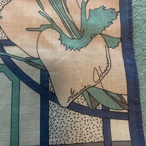 1988 Vintage Women’s Scarf Ginnie Johansen Floral Geo Pocket Square 11” - Picture 1 of 8