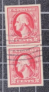 Scott 532 2 Cents Washington Used Imperforate Guideline Pair SCV $120.00 - Picture 1 of 2