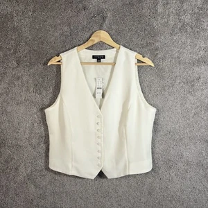 J. Crew Womens Slim Fit Tuxedo Vest City Crepe Ivory Size 10 Button Up V-Neck - Picture 1 of 12