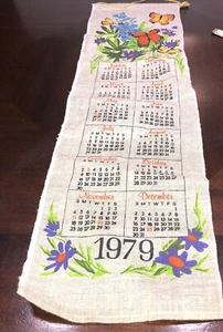 Calendario de Pared Colgante Flores Material 1979 Vintage Retro Mariposa - Imagen 1 de 6