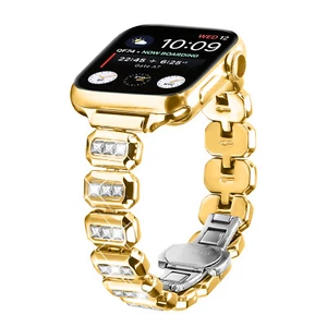 For Apple Watch Series 10/9/8/5/1/Ultra Bling Rhinestone Metal Replacement Band - Picture 1 of 34