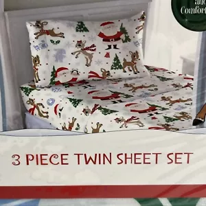 RUDOLPH The Red-Nosed Reindeer Twin Sheet Set Holiday Christmas NEW - Picture 1 of 4