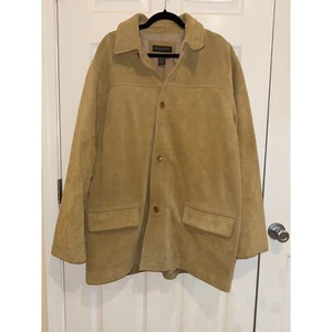 Banana Republic Suede - 100% Genuine Leather Jacket Button Front Coat Tan XL - Picture 1 of 4