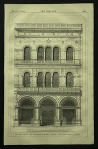 Bank Stock Exchange Building Palais Ferstel Vienna 1860 Magazine Print & Article - Picture 1 of 2