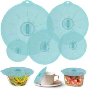 Silicone Lids for Food Storage - Bowl Covers BPA Free Suction Microwave Pot - Picture 1 of 9