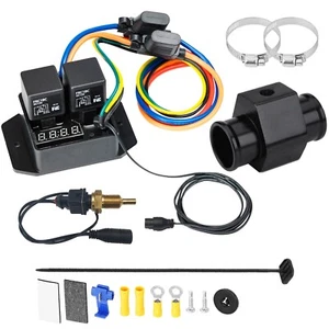 ADJUSTABLE ELECTRIC FAN CONTROLLER 1/8 NPT TEMP-ERATURE SWITCH 30MM HOSE ADAPTER - Picture 1 of 8