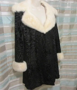VINTAGE RIZADO PERSA CORDERO PIEL DE VISÓN CUELLO Y MANGA - Imagen 1 de 12