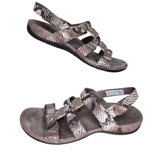 Vionic Amber Sandals Size 8 Brown Snake Print Ankle Adjustable Straps - Picture 1 of 8