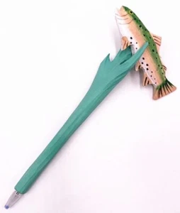 Fish in the Reef Wooden Pen Hand Carved Wood Ballpoint Hand Made Handcrafted V11 - Picture 1 of 1
