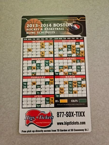 RS20 Boston Bruins/Celtics 2013/14 NHL/NBA Magnet Schedule - Higs Tickets - Picture 1 of 1
