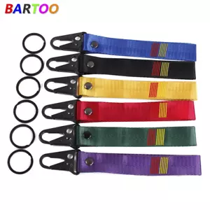Racing Keychain Black Backpack Metal key Ring Strap Lanyard Key Chain - Picture 1 of 18