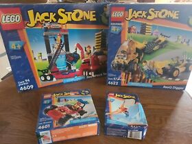 New Lego Lot Of 4 Jack Stone (4622, 4601, 4612, 4609) Fire Truck, ResQ Digger
