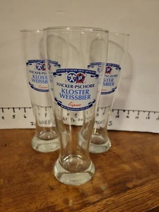3 Vintage Hacker-Pschorr Kloster Weissbier Beer Glass 0.5L EUC - Picture 1 of 12