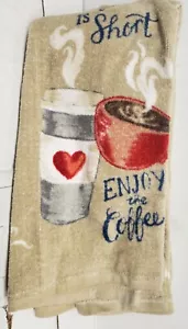 3 Stück Küche Baumwolle Frottee Handtücher Set (15"x28") LEBEN IST KURZ, GENIESSEN SIE DEN KAFFEE, TBO - Bild 1 von 20