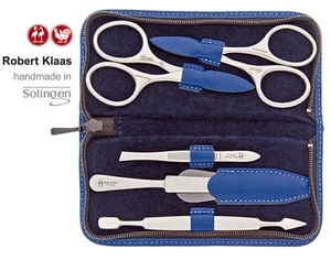 ROBERT KLAAS HANDMADE NAIL & CUTICLE SCISSORS 5 PCS MANICURE SET CASE / AZUL - Imagen 1 de 1