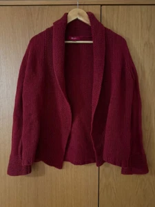 MONSOON CHUNKY KNIT RED 67% WOOL & 22% ANGORA OPEN CARDIGAN TOP JUMPER MEDIUM M - Picture 1 of 5