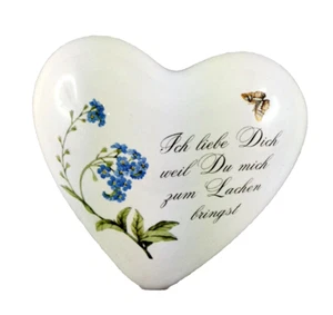 Keramik Herz weiß mit Spruch Vergissmeinnicht Liebeserklärung Liebe 47500 - Bild 1 von 2
