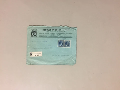Luxembourg 1939 registered cover with two same stamps and printed envelope Cover