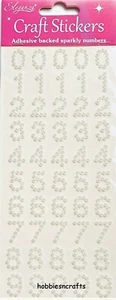WHITE PEARL NUMBERS No 1 Eleganza Stickers Invitations Crafts Scrap Cards - Bild 1 von 3