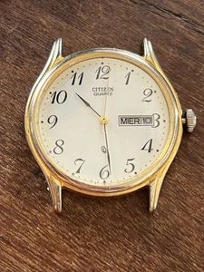 Reloj de cuarzo vintage CITIZEN 6100-S13327 dorado día fecha para hombre piezas JAPÓN - Imagen 1 de 7