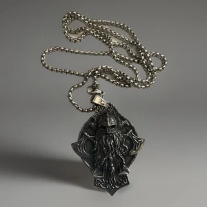 ⚡ Viking Thor Hammer Pendant 🛡️ Norse Necklace Chain Silver Steel Unisex - Picture 1 of 13