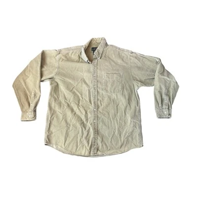 Vintage 90s J Crew Khaki Corduroy Mens XL Button Up Shirt VTG Foto 1 de 4