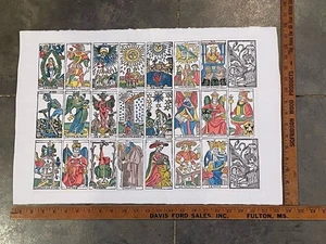 Tarot vintage handprinted Legatoria Piazzesi Print Sheet Antique - Picture 1 of 12