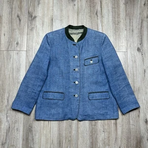 Schneiders Salzburg Marlies Women Linen Jacket Blue Indigo Sz US 10 GB 12 FR 40 - Picture 1 of 16