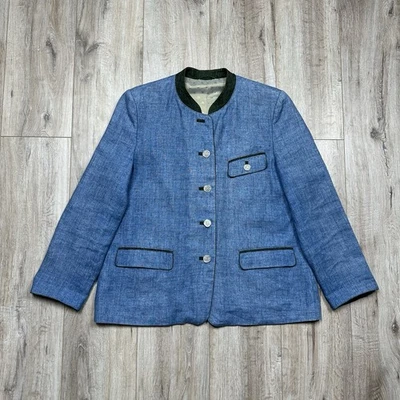 Schneiders Salzburg Marlies Women Linen Jacket Blue Indigo Sz US 10 GB 12 FR 40 - Image 1 of 4