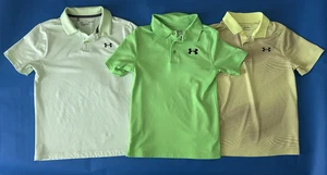 UNDER ARMOUR POLO GOLF SHIRT LOT YOUTH BOYS MEDIUM GREEN YELLOW - Picture 1 of 4