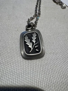 vintage sweden pewter oakleaf and acorn pendant 18" - Picture 1 of 2