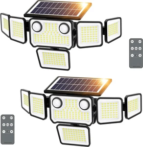 6000LM Solar Lights Outdoor Waterproof, 6 Heads Solar Flood Lights Outdoor with  - Picture 1 of 7
