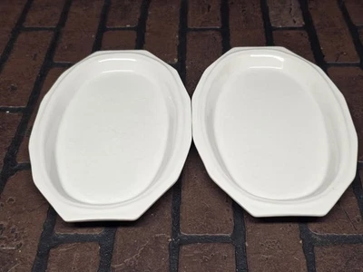 TWO Pfaltzgraff Heritage White VEGETABLE Serving Dish- 12" Long - Image 1 of 4