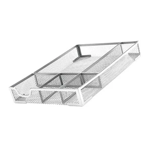Desk Drawer Organizer With Non Slip Rubber Pads Metal Mesh 5 Compartments - Picture 1 of 12